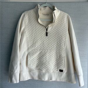 L.L. Bean Quilted Quarter-Zip Pullover in Cream